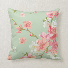 Kirschblüte, Minze, Jade, modisch, schön, Muster, Kissen