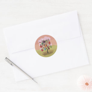 Kirschblüte mit orientalischen Papierlaternen Runder Aufkleber