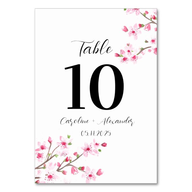 Kirschblüte Moderne Hochzeit Orientale Sakura Tischnummer (Vorderseite)