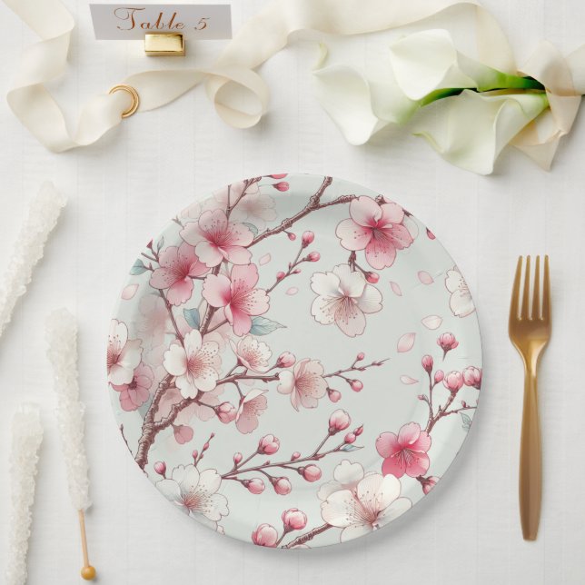 Kirschblüte Pappteller (Hochzeit)