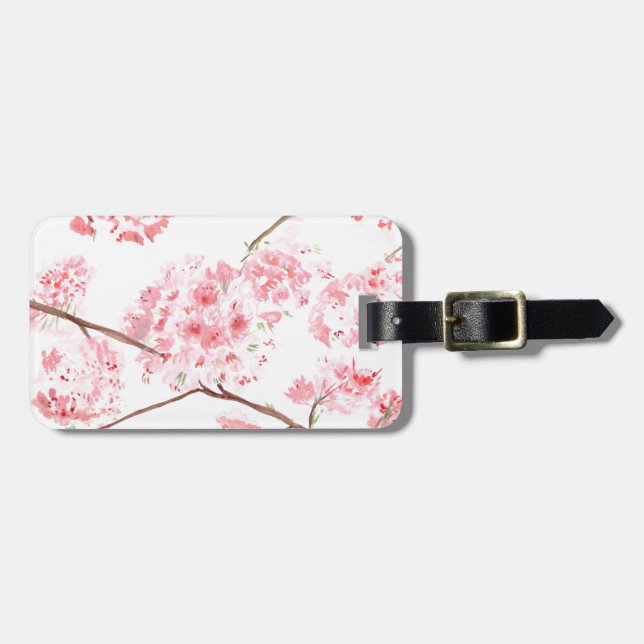 Kirschblüte pinkfarbene Blume malen Gepäckanhänger (Vorderseite horizontal)