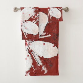 Kirschblüte Poesie rot weiß elegante Sakura Badhandtuch Set