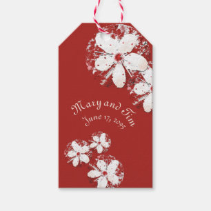 Kirschblüte Poesie rot weiß elegante Sakura Geschenkanhänger