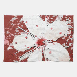 Kirschblüte Poesie rot weiß elegante Sakura Geschirrtuch