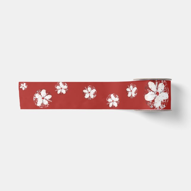 Kirschblüte Poesie rot weiß elegante Sakura Satinband (Vorderseite)