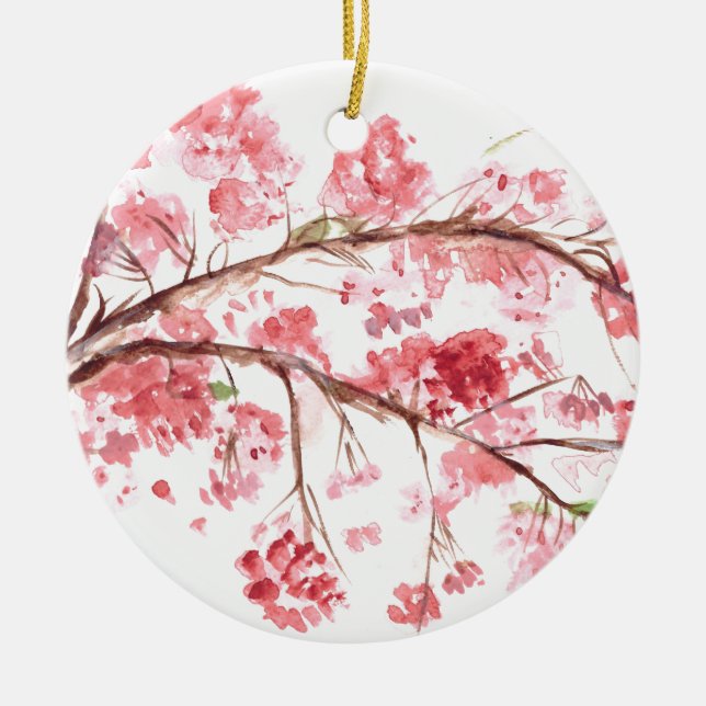Kirschblüte Rosa Blume Blumensakura Japanisch Keramik Ornament (Vorne)