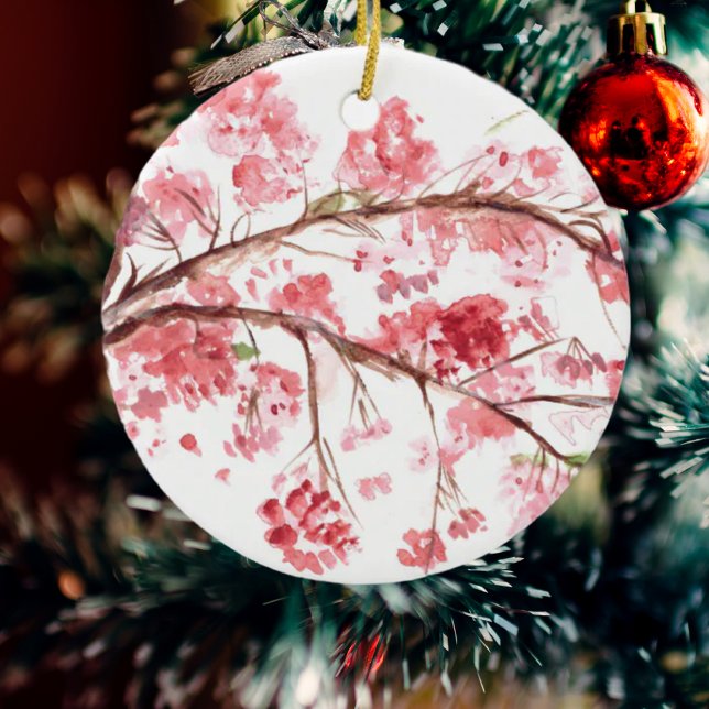 Kirschblüte Rosa Blume Sakura Aquarell Keramikornament (Von Creator hochgeladen)