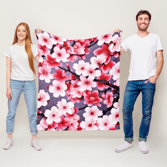 Kirschblüte rosa Blumenmuster Fleecedecke (Beispiel)