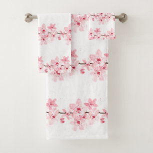 Kirschblüte Sakura Pink Floral Japanisch Asien Ba Badhandtuch Set