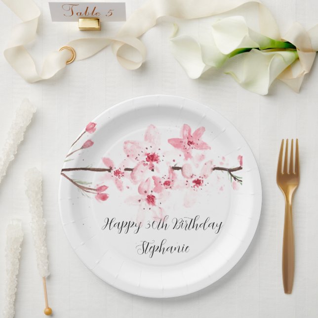 Kirschblüte Sakura Pink Hübsch Geburtstag Pappteller (Hochzeit)
