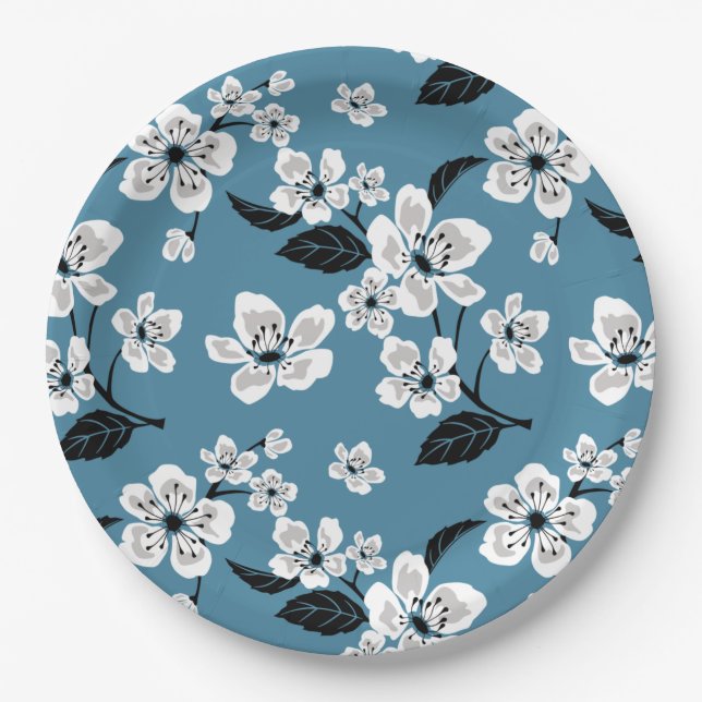 KIRSCHBLÜTE - SAKURA (RAUCHBLAU) PAPPTELLER (Vorderseite)