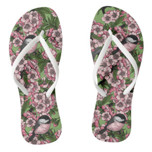 Kirschblüte und Kichererbsen auf Grün Flip Flops
