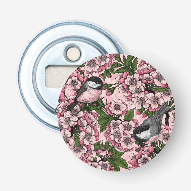 Kirschblüte und Kichererbsen auf rosa Flaschenöffner (Vorderseite)