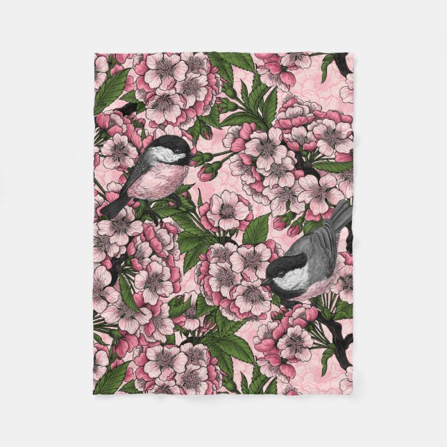 Kirschblüte und Kichererbsen auf rosa Fleecedecke (Vorderseite)