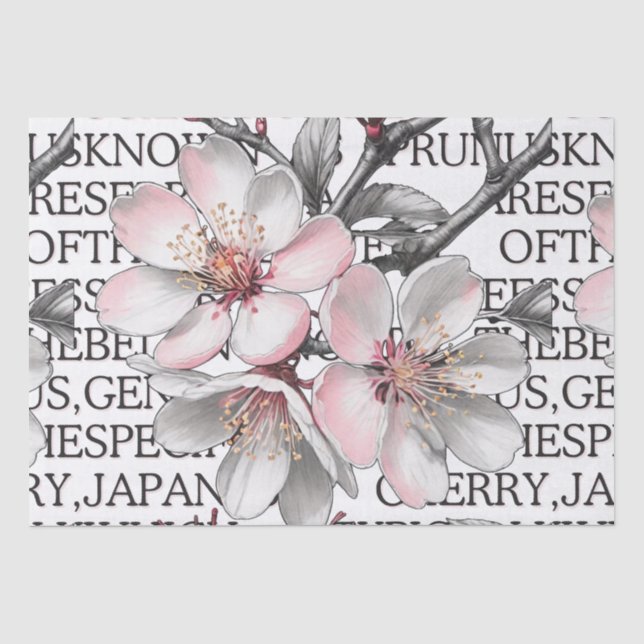 Kirschblüte Vintage Skizze von CallisC Arts ⭐ ⭐ ⭐ Seidenpapier (Vorderseite)