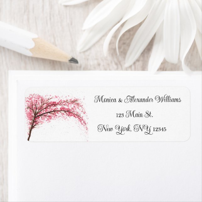 Kirschblüte Wasserfarbe Rosa Rücksendeadresse (Insitu)