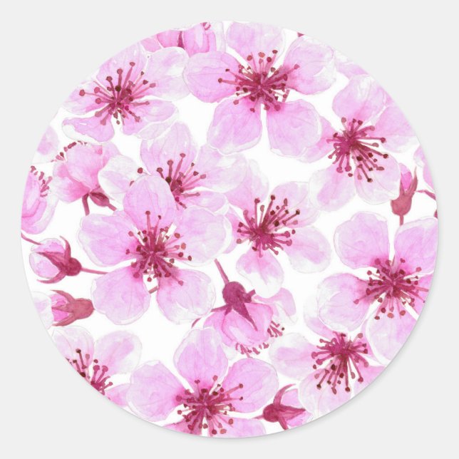 Kirschblüte Wasserfarbe Runder Aufkleber (Vorderseite)