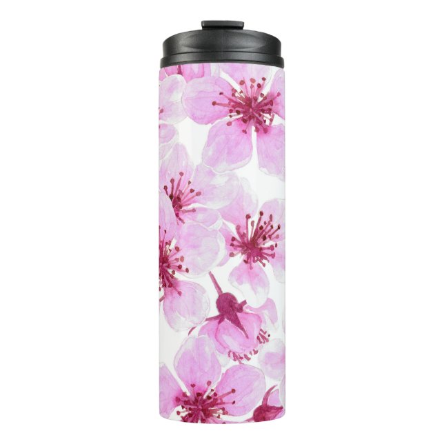 Kirschblüte Wasserfarbe Thermosbecher (Vorderseite)