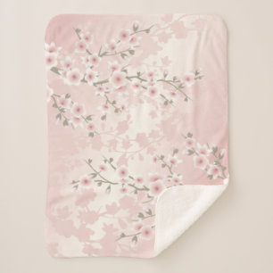 Kirschblüten-Aprikosen-Vintage-Blumenmuster  Sherpadecke