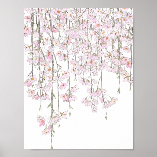 Kirschblüten-Aquarell Frühling 2018  Poster (Vorne)