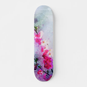 Kirschblüten-Aquarell-Kunst Skateboard