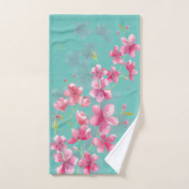 Kirschblüten auf Aquamarinem Handtuch