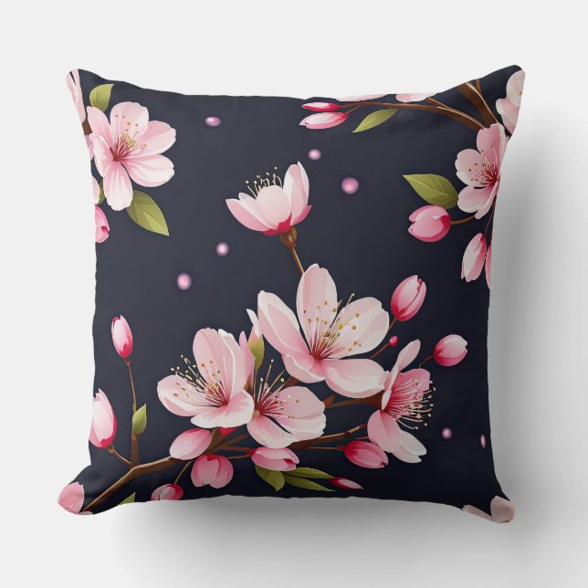 Kirschblüten auf blau kissen (Vorderseite)