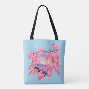Kirschblüten auf dem Fuji in Blau Tasche