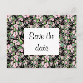 Kirschblüten auf der schwarzen Save the Date Postk Postkarte