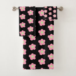Kirschblüten auf schwarz badhandtuch set