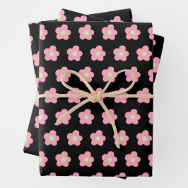 Kirschblüten auf schwarz geschenkpapier set