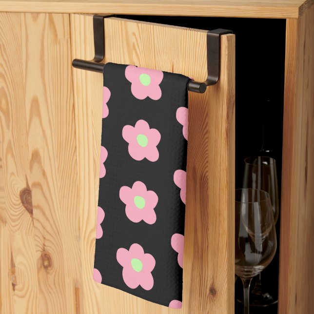 Kirschblüten auf schwarz geschirrtuch (Drittel gefaltet)