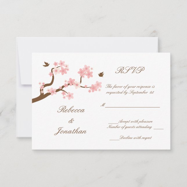 Kirschblüten auf weißem UAWG RSVP Karte (Vorderseite)