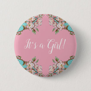 Kirschblüten-Baby-Party Button