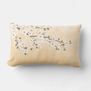 Kirschblüten-Beige-Creme-Asien-Blumenmuster Lendenkissen