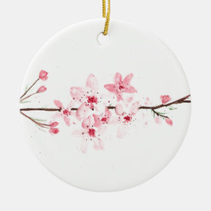 Kirschblüten Blume Aquarellblüten hübsch Keramik Ornament