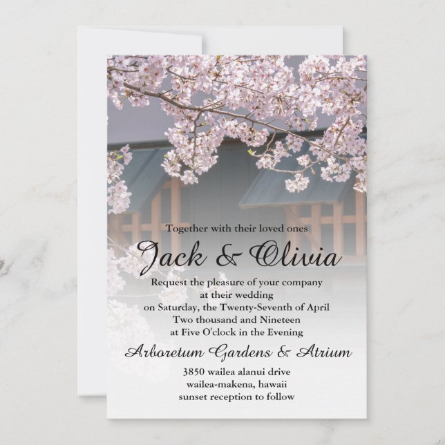 Kirschblüten Blume Hochzeitseinladung Einladung (Vorderseite)