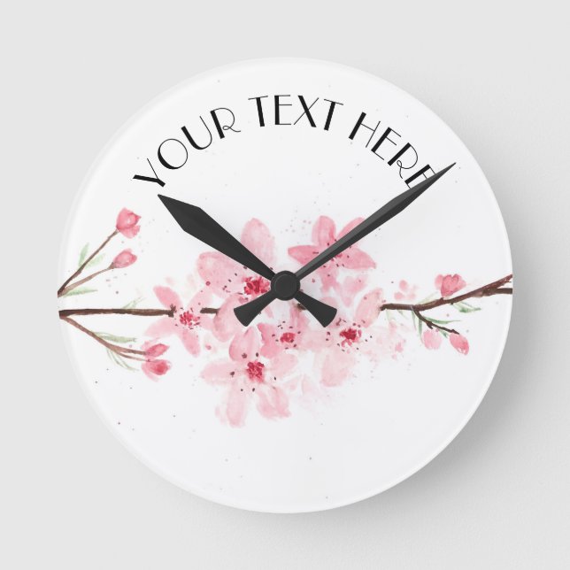 Kirschblüten Blume Rosa Blütenfarbe  Runde Wanduhr (Vorderseite)