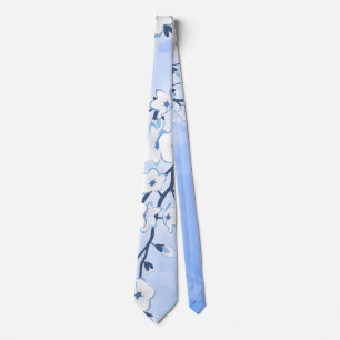 Kirschblüten-Blumen Blau Weiß Krawatte