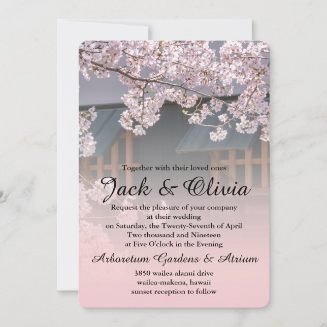 Kirschblüten-Blumen, die Einladung Wedding sind (Vorderseite)