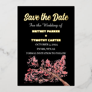 Kirschblüten-Blumen-Foto-QR-Code-Hochzeit Folieneinladung