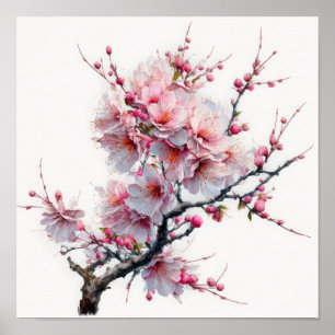 Kirschblüten-Blumen-Kunstposter Poster