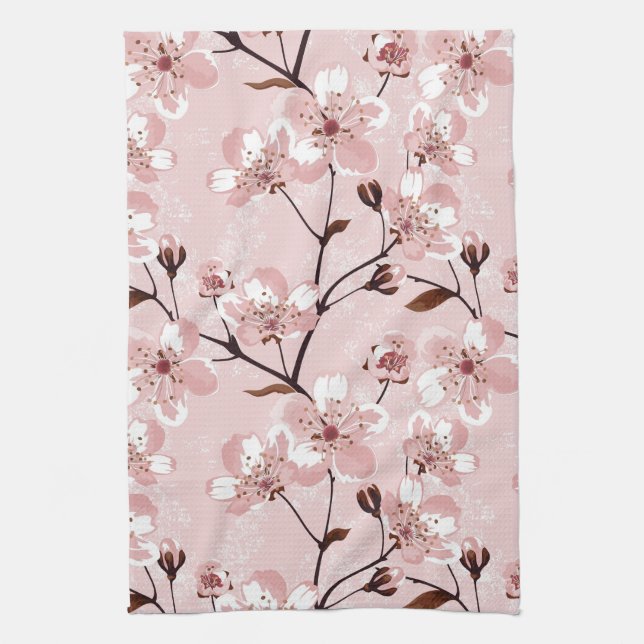 Kirschblüten-Blumen-Muster Handtuch (Vertikal)