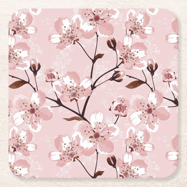Kirschblüten-Blumen-Muster Rechteckiger Pappuntersetzer (Vorderseite)