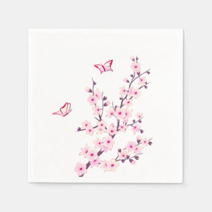 Kirschblüten Blumenblüten Rosa Weiß Serviette