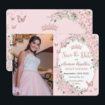 Kirschblüten Blumenblüten Schmetterlinge Süß 16 Fo Save The Date<br><div class="desc">Personalisieren Sie diese chic Kirschblüten Blumenblüte Sweet 16 Geburtstag Foto / Bild Save the Date einfach und schnell. Klicken Sie einfach auf die Schaltfläche "Weitere Einstellungen", um die Texte zu bearbeiten, Schriftart und Schriftart zu ändern. Mit hübschen Kirschblüten Blume und rosa und Rose Goldschmetterlinge. Matching-Elemente im Speicher verfügbar. c) Somerset...</div>