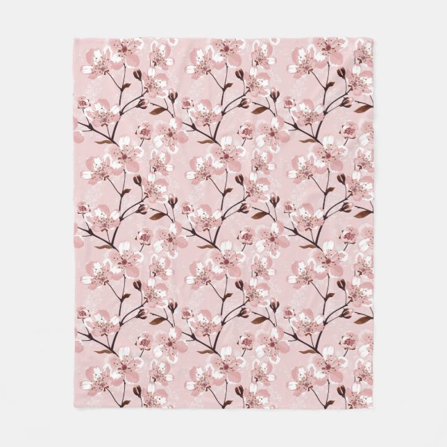 Kirschblüten-Blumenmuster Fleecedecke (Vorderseite)