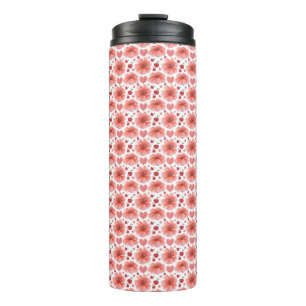 Kirschblüten-Blumenmuster mit Herzen Thermosbecher