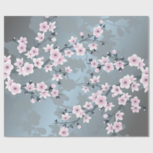 Kirschblüten-Blumenstaub Dusty Pink Dusty Blau Geschenkpapier