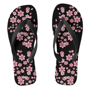 Kirschblüten Blüten Bäume Rosa Schwarz Flip Flops